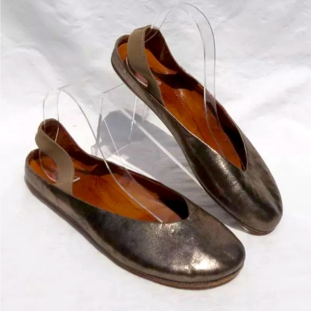 Gentle Souls Gretchen Ballet Flats Metallic Pewter Slingback Flats. Size 7.